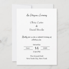 Convite de Noite Clássico e Elegante para Casament