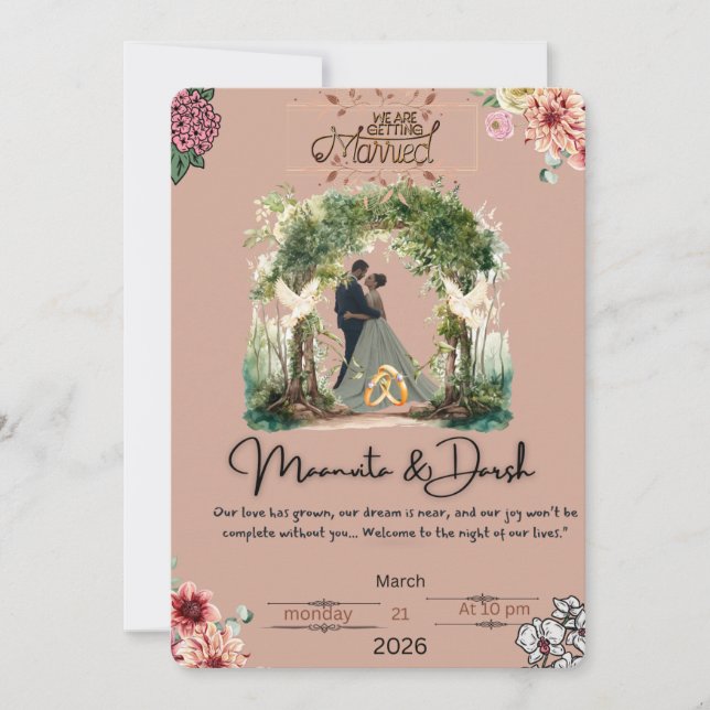Convite de Noite de Amor de Casamento Romântico El (Frente)