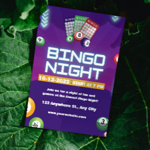 Convite de Noite de Bingo Colorido e Divertido par