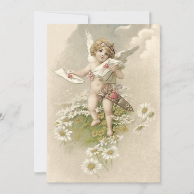 Convite de Noiva com Anjo Querubim Cupido Margarid (Frente)
