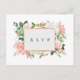 Convite de Noiva com Floral Cor-de-Rosa e Pedido d