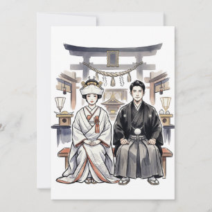 Convite de Noiva e Noivo de Casamento Shinto Japon