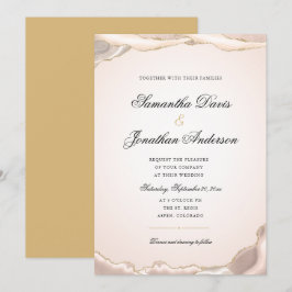 Convite de Noiva Elegante Blush Gold Glitter Agata