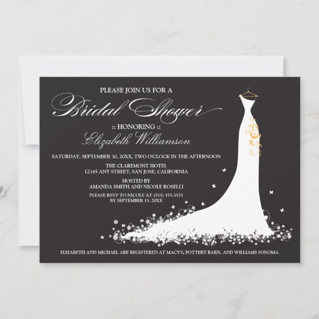 Convite de Noiva para Festa de Casamento (ébano) (Frente)