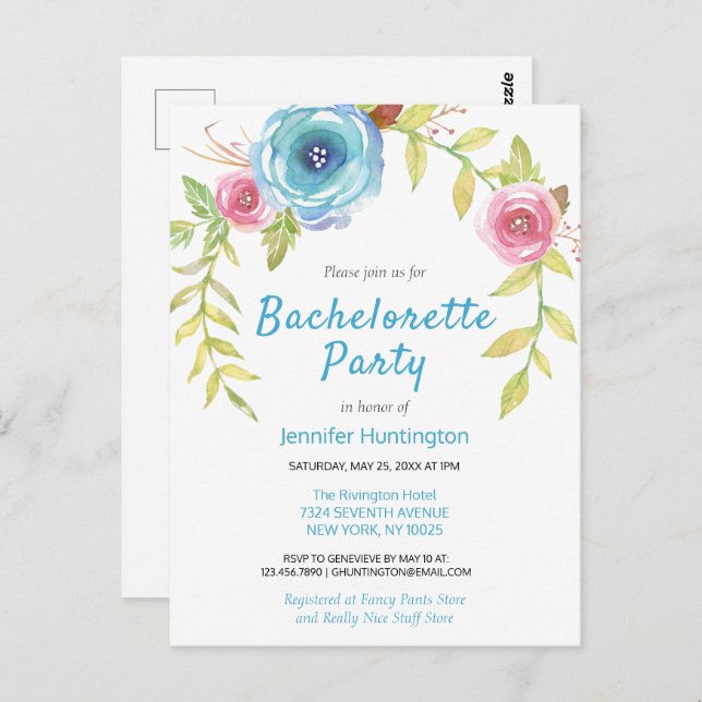 Convite de Noiva para Festa de Despedida de Soltei (Frente/Verso)