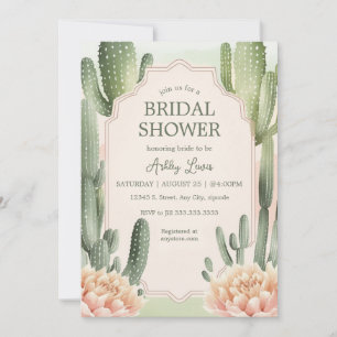 Convite de Noiva Romance Suculento Cacto Boho