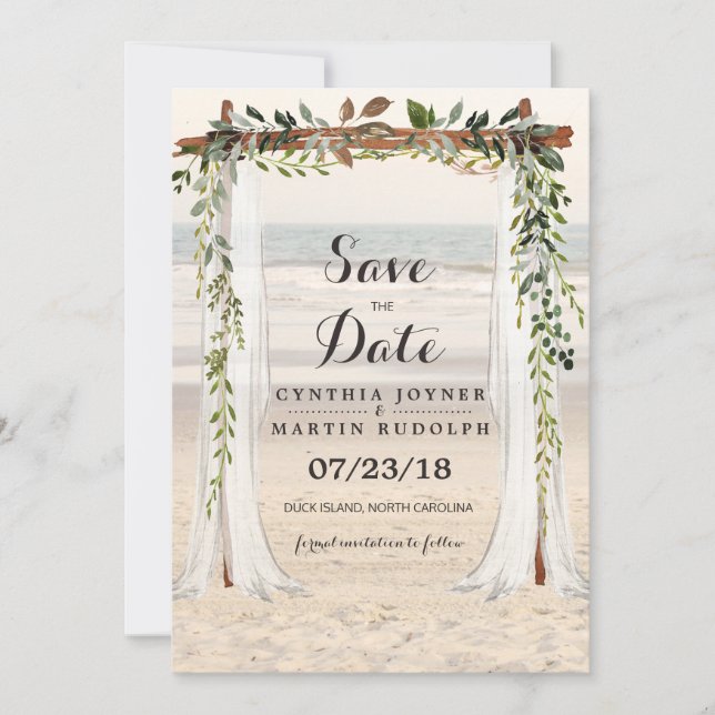 Convite de Noivado Beach Arbor Save the Date (Frente)