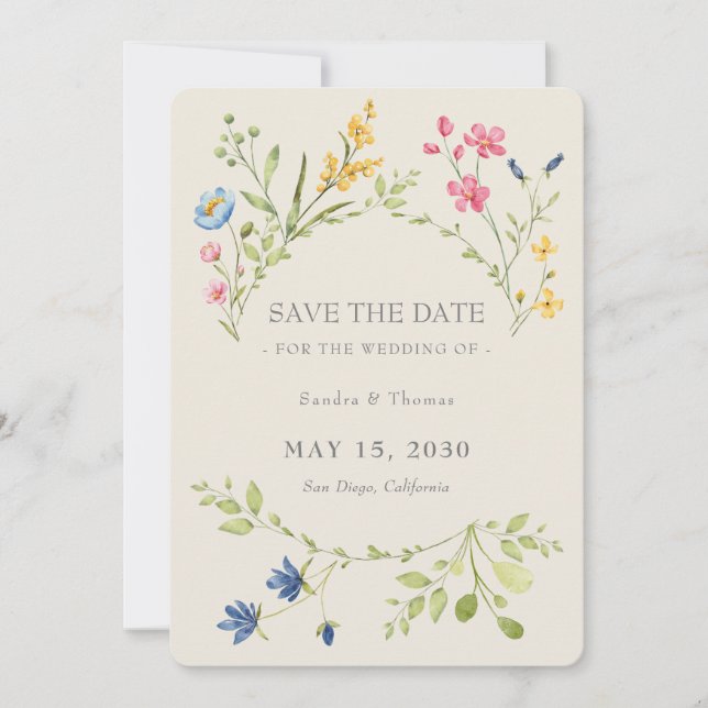 Convite de Noivado Boho Floral com Código QR (Frente)