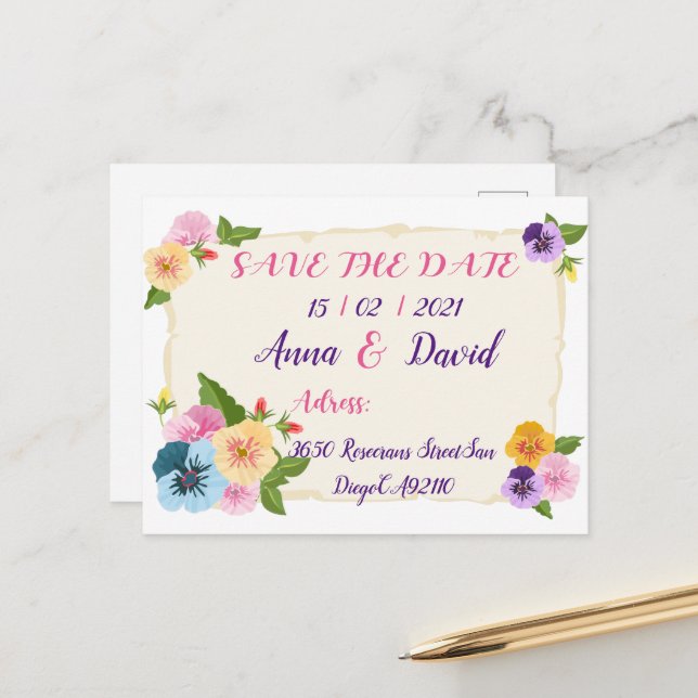 Convite de Noivado, Cartões de Save the Date (Frente/Verso In Situ)