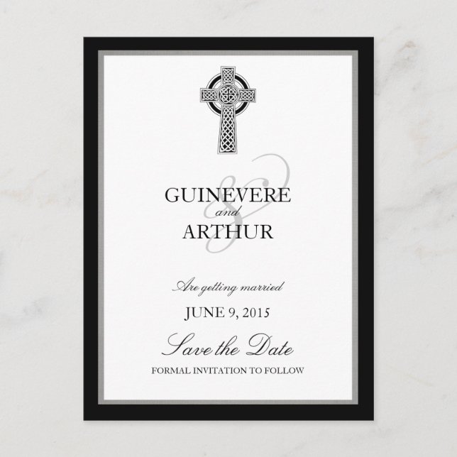 Convite de Noivado Clássico Cruz Celta Save the Da (Frente)