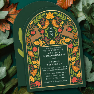 Convite de Noivado com Arco de Veado na Floresta E