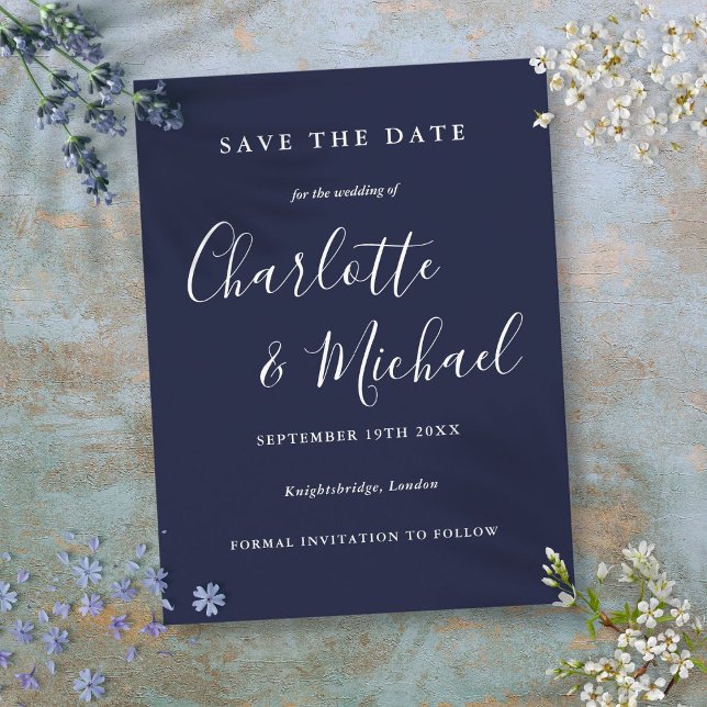 Convite de Noivado com Assinatura Moderna (Modern Signature Wedding Save the Date Card)