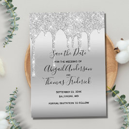 Convite de Noivado com Brilho Prateado Glam