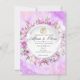 Convite de Noivado com Coroa Floral de Seda Lavand