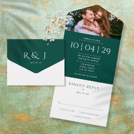 Convite de Noivado com Data de Casamento em Verde