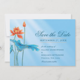 Convite de Noivado com Flor de Lótus Azul para Sal