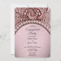 Convite de Noivado com Flor Rosa