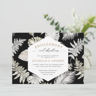 Convite de Noivado com Folhagem Tropical Luxuosa
