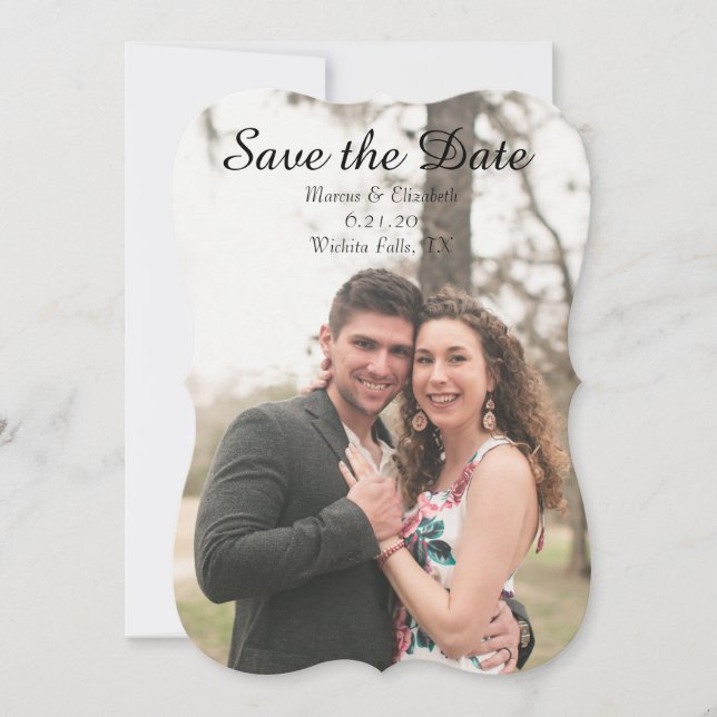 Convite de Noivado com Foto para Data de Casamento (Frente)