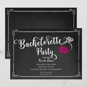 Convite de Noivado com Lábios Rosas para Despedida