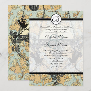 Convite de Noivado com Lustre Damask de Pássaros V