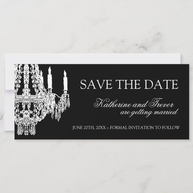 Convite de Noivado com Lustre Save the Date (Frente)