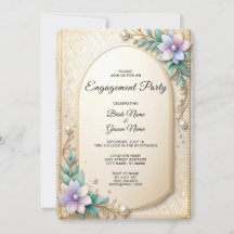 Convite de Noivado com Moldura Floral Decorativa c
