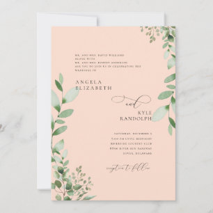 Convite de Noivado com Pais Blush Cascading Greene