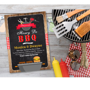 Convite de Noivado de Casal Honey Do BBQ