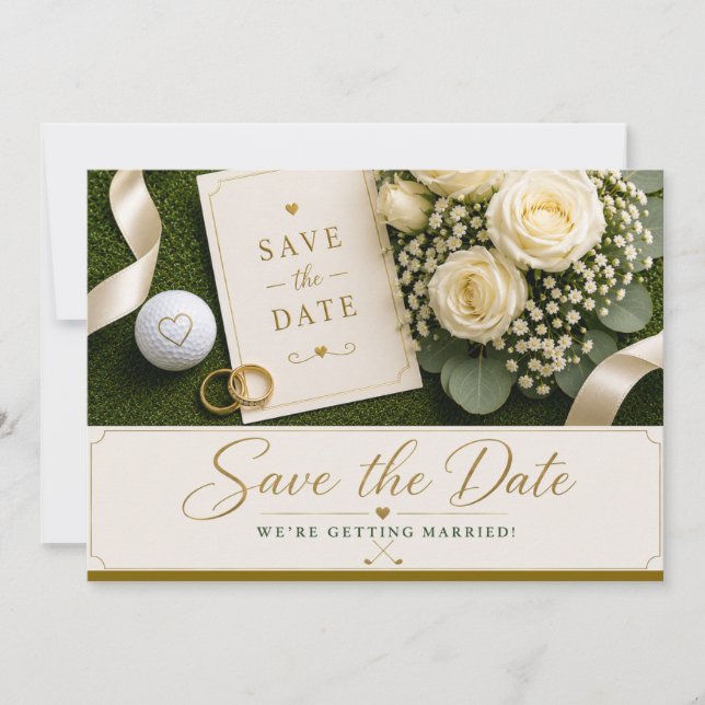 Convite de Noivado de Casamento de Golfe Salve a D (Frente)