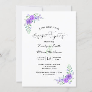 Convite de Noivado de Casamento Lilás Lavanda