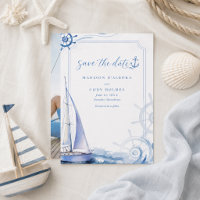 Convite de Noivado de Casamento Náutico de Barco à