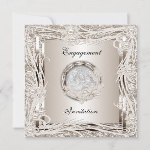 Convite de Noivado de Casamento Quadro Floral Sépi