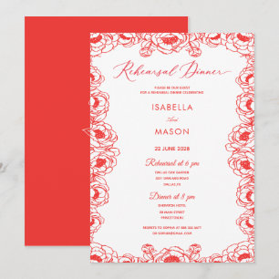 CONVITE DE NOIVADO DE ENSAIO FLORAL VERMELHO JUICI