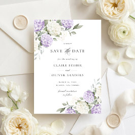 Convite de Noivado de Hortênsia Roxa Floral Save t