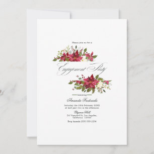 Convite de Noivado de Natal com Poinsettia e Azevi