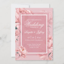 Convite de noivado de peônia rosa