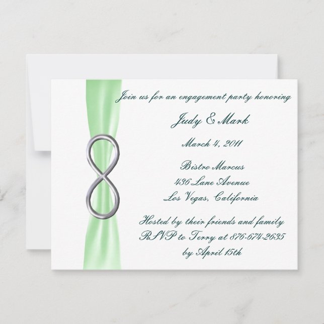 Convite de Noivado e Casamento Infinity Verde (Frente)