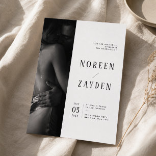Convite de Noivado Editorial Simples Moderno com F