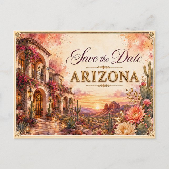 Convite de Noivado Elegante Arizona Save the Date (Frente)