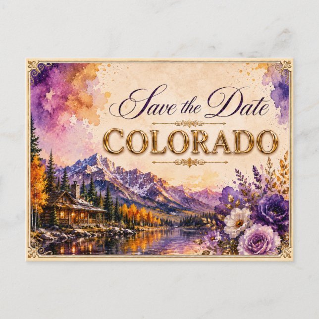 Convite de Noivado Elegante Colorado Save the Date (Frente)