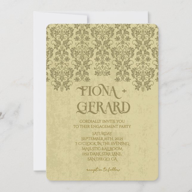 Convite de Noivado Elegante com Renda Glamour (Frente)