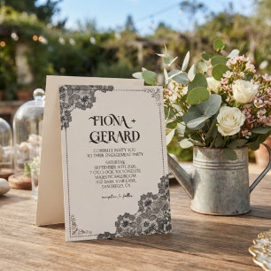 Convite de Noivado Elegante com Renda Glamour
