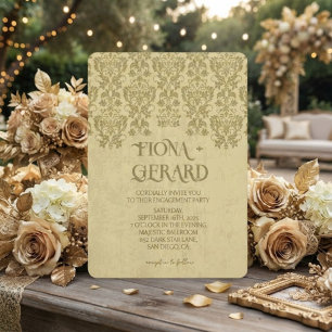 Convite de Noivado Elegante com Renda Glamour
