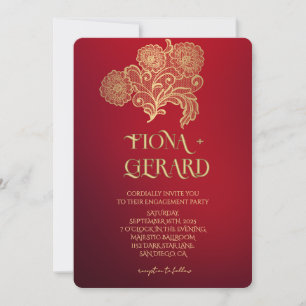 Convite de Noivado Elegante com Renda Glamouroso p