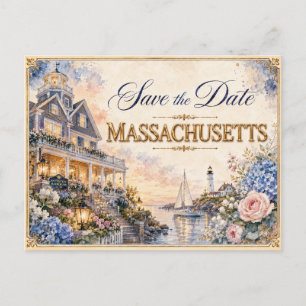 Convite de Noivado Elegante de Massachusetts para