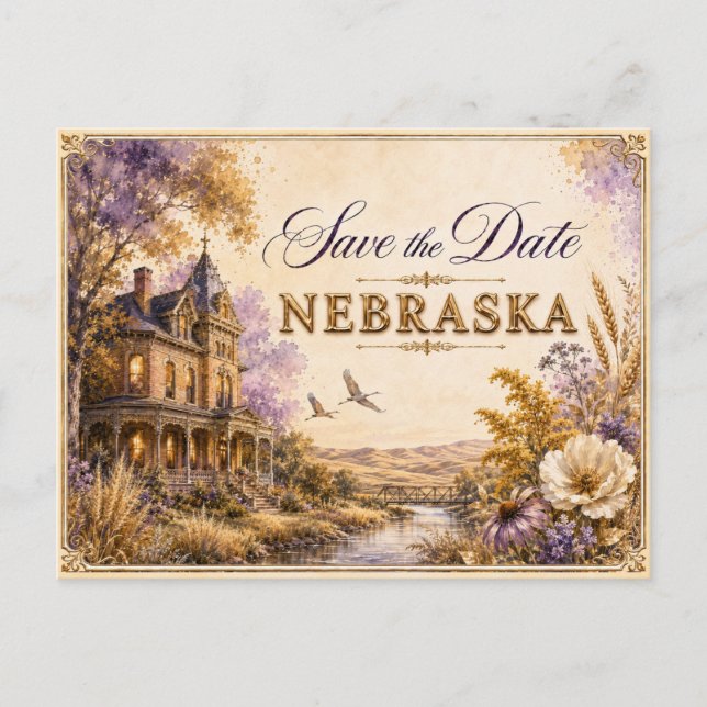 Convite de Noivado Elegante de Nebraska para Salva (Frente)