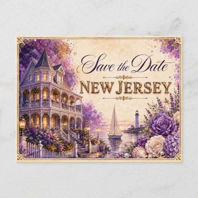 Convite de Noivado Elegante de Nova Jersey para Sa (Frente)