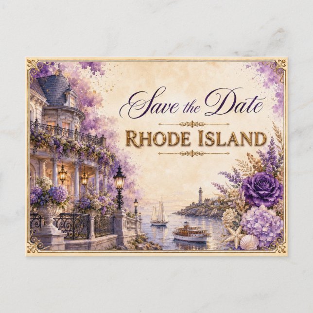 Convite de Noivado Elegante de Rhode Island para S (Frente)