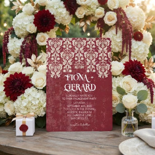 Convite de Noivado Elegante e Glamouroso com Renda